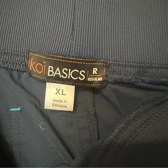 Navy Blue Koi Flared Elastic Waist Scrubs XL Regular NWT Healthcare Plain - Picture 3 of 4